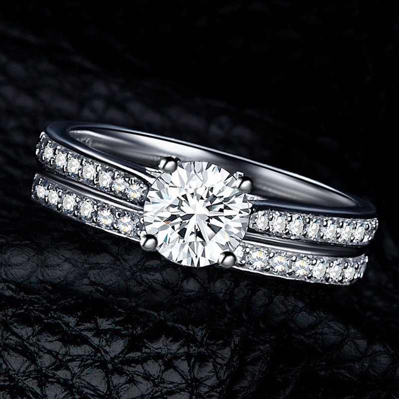 Nhẫn cưới hai lớp mạ bạc 925 phong cách Âu Mỹ
