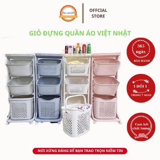 Giỏ đựng quần áo nhựa Plastic - Kệ đựng đồ đa năng, có bánh xe di chuyển - Giỏ đựng đồ giặt có quai sách