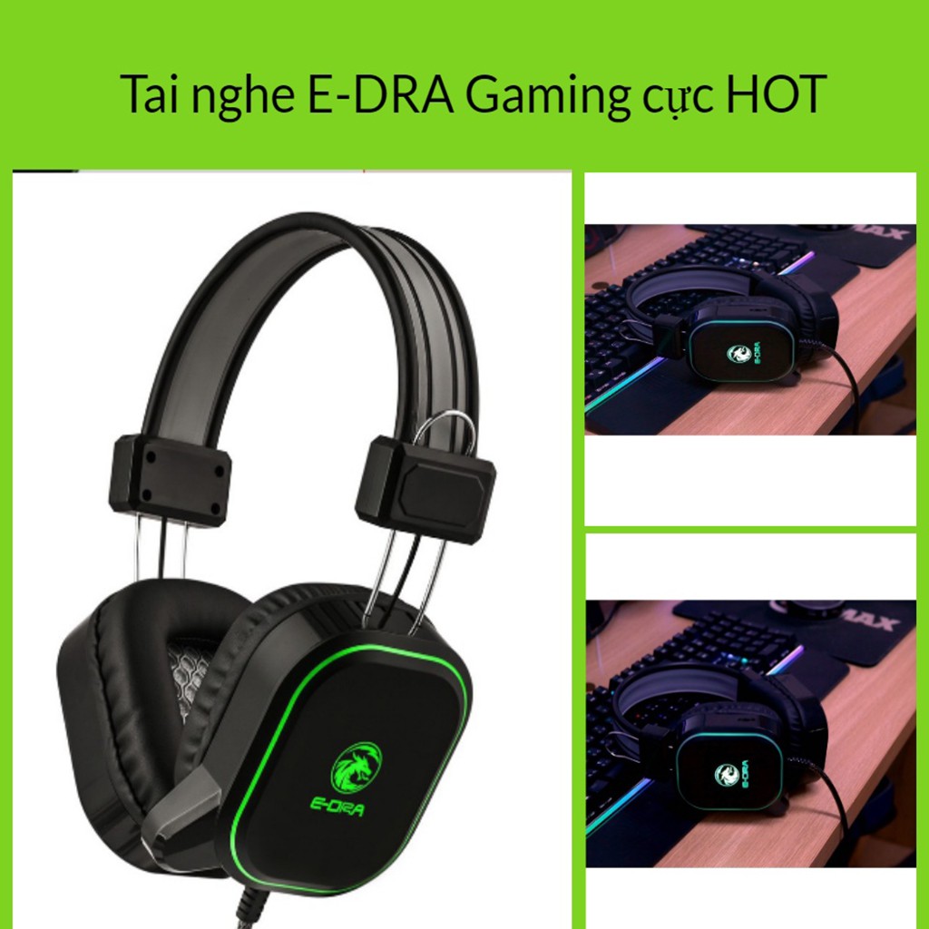 Tai nghe Gaming E-DRA EH401 - Đèn led RGB cực sáng - Bass cực căng - Dùng được cho điện thoại - Bảo hành 12 tháng | BigBuy360 - bigbuy360.vn