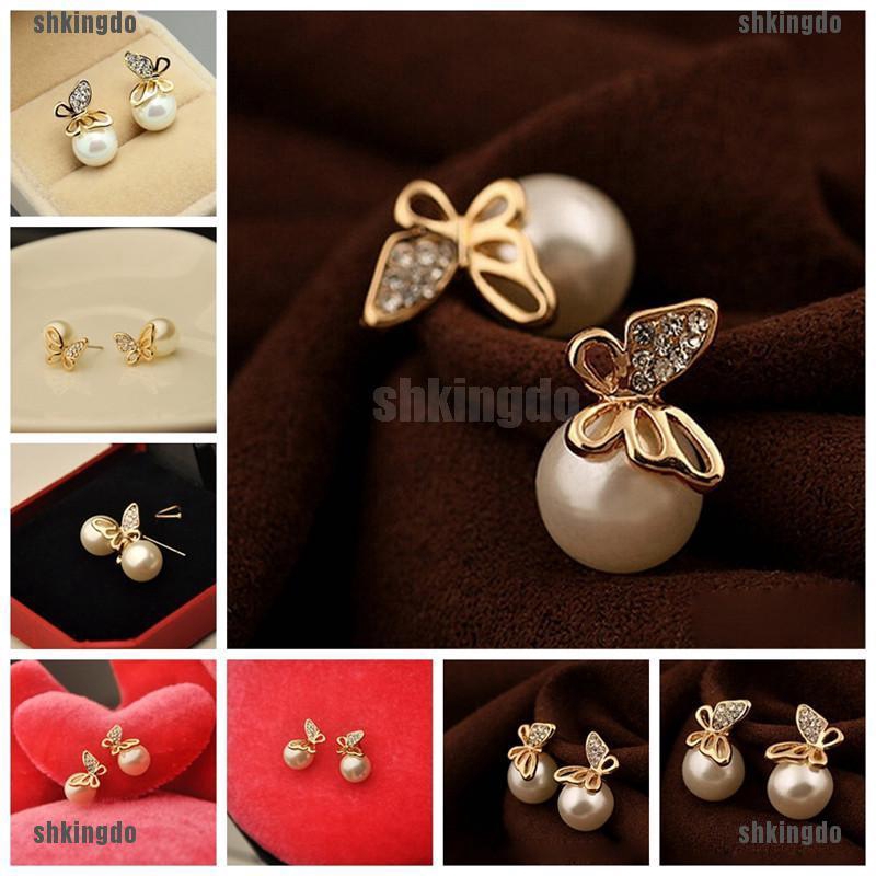 Hoa tai đính ngọc hình bướm xinh xắn lấp lánh