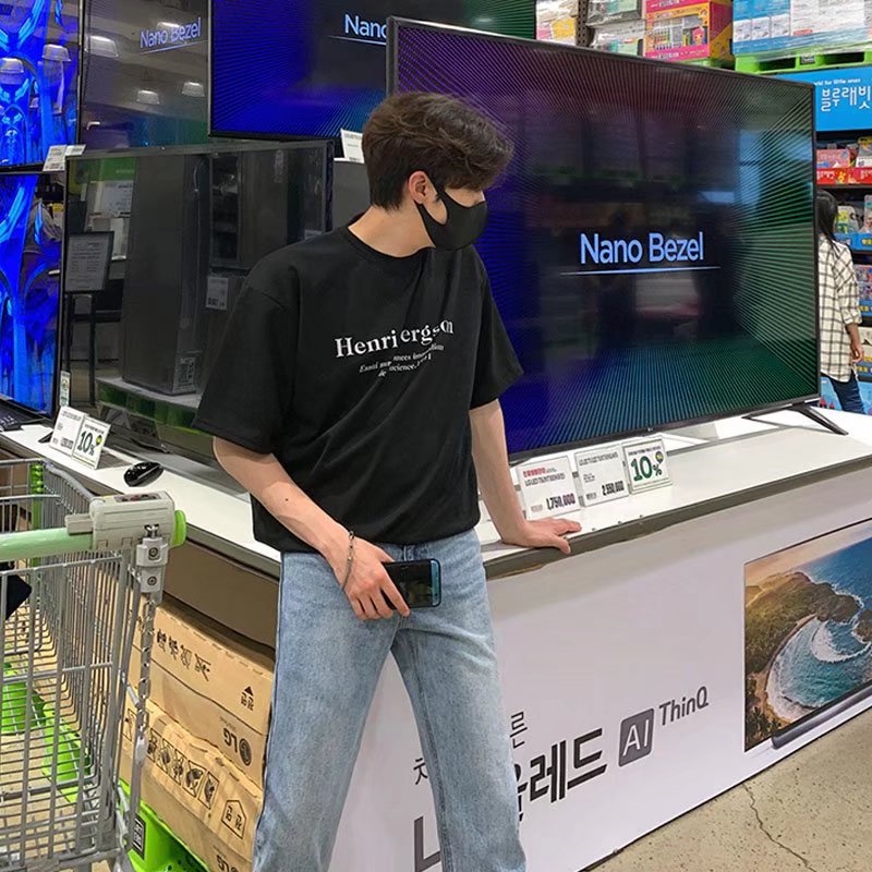 Áo Thun Tay Ngắn Cổ Tròn In Chữ M-8XL Thời Trang Hàn Quốc Cho Nam