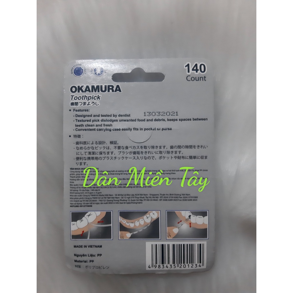 Okamura - Tăm nhựa Okamura chất lượng Nhật Bản (140 cây).