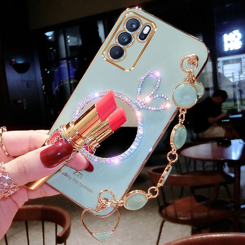 Ốp Điện Thoại Họa Tiết Thỏ Có Gương Trang Điểm Cho OPPO Reno 6Z 6 Pro 5G