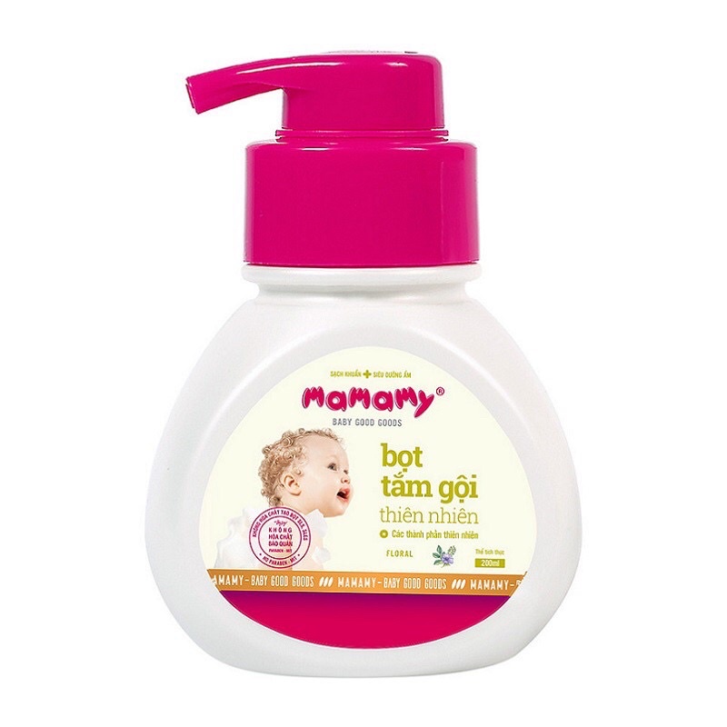 Bọt tắm gội thiên nhiên Mamamy 200ml nhiều hương