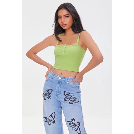 Áo Croptop FOREVER21 hai dây thun gân xuất xịn