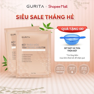 Combo 2 gói bột thảo mộc tắm trắng Arbutin Gurita - Túi 145g - hỗ trợ trẻ hóa, làm trắng và đều màu da