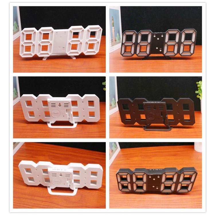 Phong Cách Hàn Quốc Âm Thanh Nổi LED Kỹ Thuật Số 3D, Đồng Hồ Báo Thức Treo Tường Có Nhiệt Độ Đồng Hồ Báo Thức Để