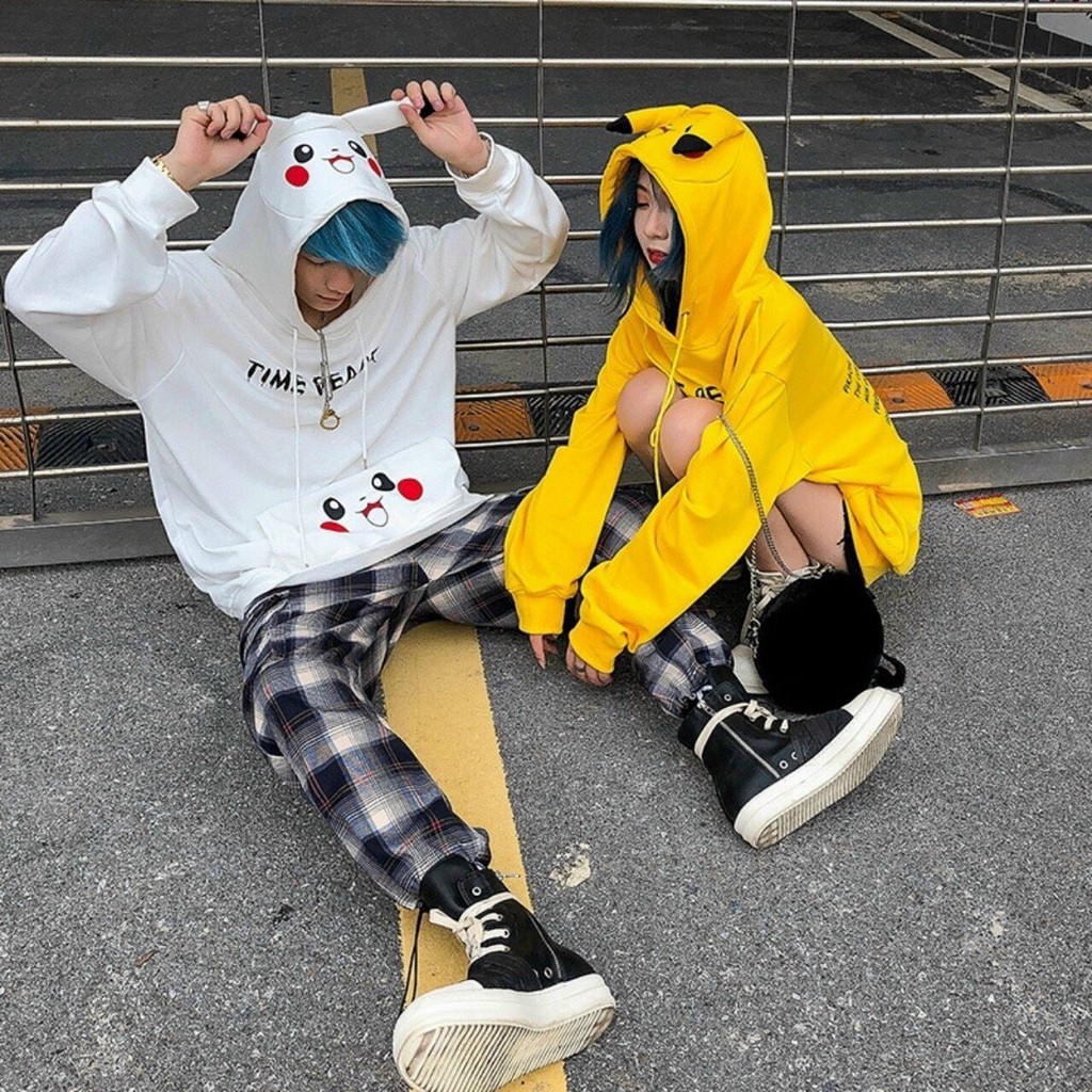 ÁO HOODIE NÓN CHUI TRÙM ĐẦU NAM NỮ UNISEX NAM NỮ, PIKACHU TIME PEACE