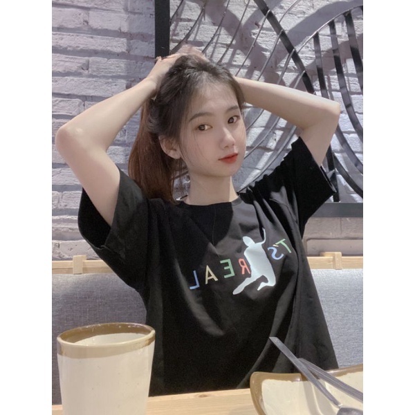 Áo thun tay lỡ AMIHOUSE áo phông unisex it's real hai mầu đen và trắng | BigBuy360 - bigbuy360.vn