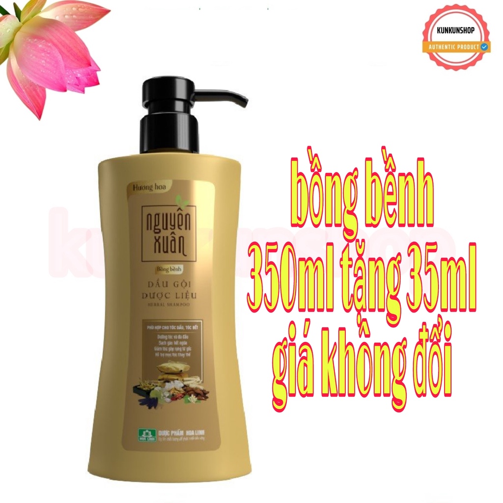 ✔️SALE GIÁ RẺ✔️ Dầu gội dược liệu Nguyên Xuân Bồng bềnh 350ml tặng 35ml trong chai - Ngát hương hoa, da đầu dầu bết