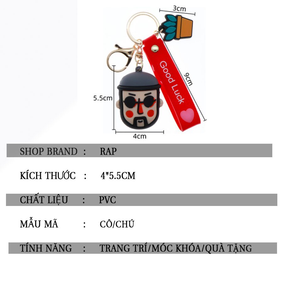 Móc khóa đôi cute dễ thương dùng làm quà tặng, dây treo balo túi xách ví cầm tay - Rap