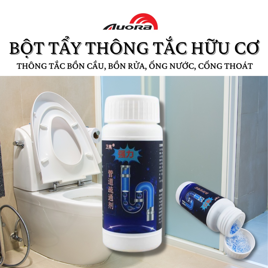 Bột thông tắc hữu cơ AUORA thông tắc bồn cầu, bồn tắm, đường ống thoát nước xử lý tắc nghẽn khử mùi hôi