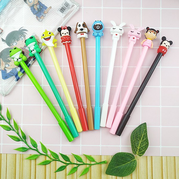 Combo 10 cây bút bi🖊FREESHIP🚛Có video thật🎥Combo 10 cây bút bi xanh/tím cute kèm bao đựng bút lưới giá rẻ-Phát Huy Hoàng