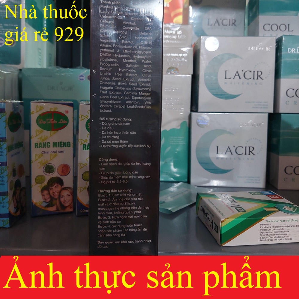 Sữa Rửa Mặt Nam Lacir For Men Thương Hiệu Dr.Lacir Có Đầu Cọ Sillicon Sạch Gấp 10 lần 150ml DR03