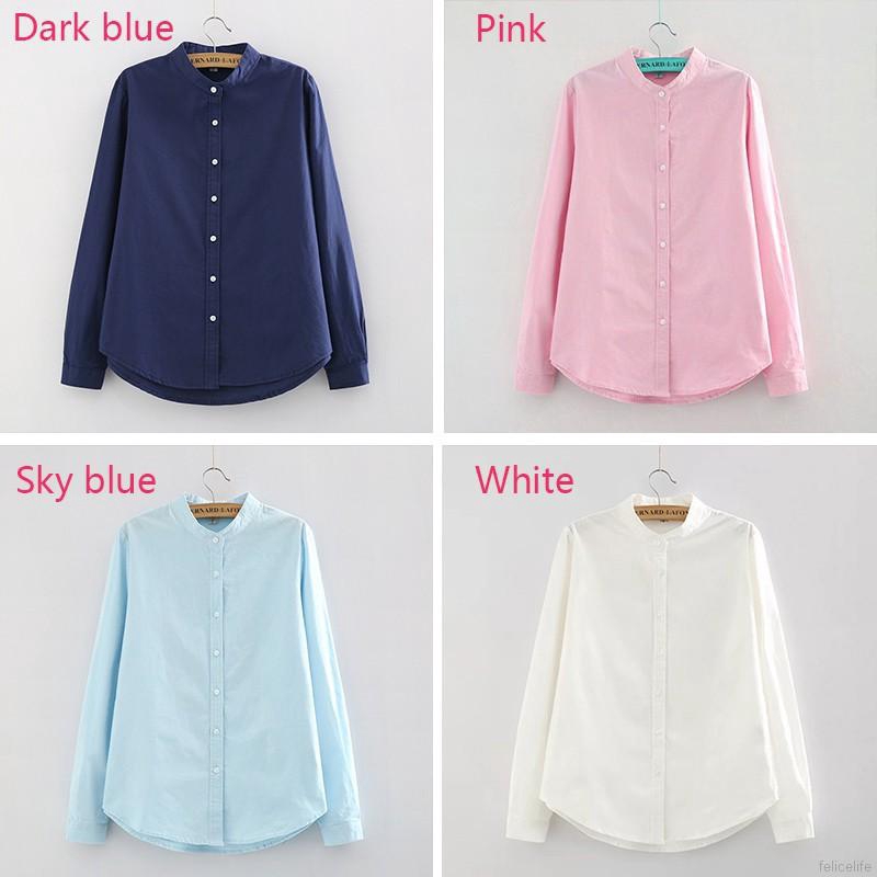 Áo sơ mi nữ tay dài màu trơn thanh lịch