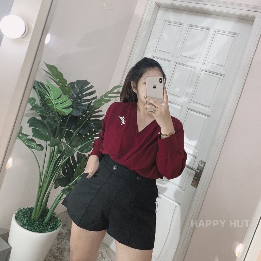 Quần short nữ bigsize ống rộng màu đen mặc ở nhà đi chơi phong cách trẻ trung cá tính có size (58-95kg) HAPPY HUT Q02 | BigBuy360 - bigbuy360.vn