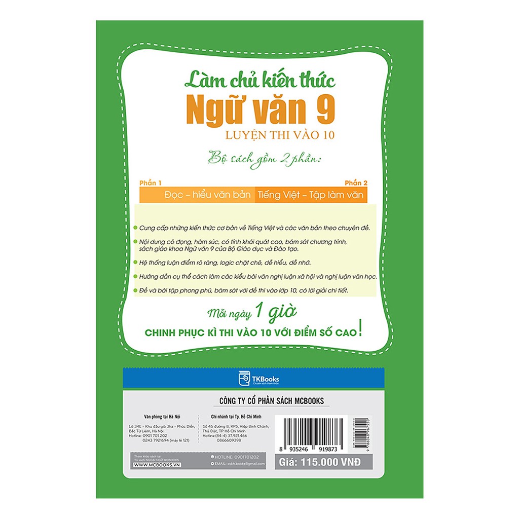 Sách - Combo Làm Chủ Kiến Thức Ngữ Văn 9 phần 1+ phần 2 ( Tặng kèm bookmark )