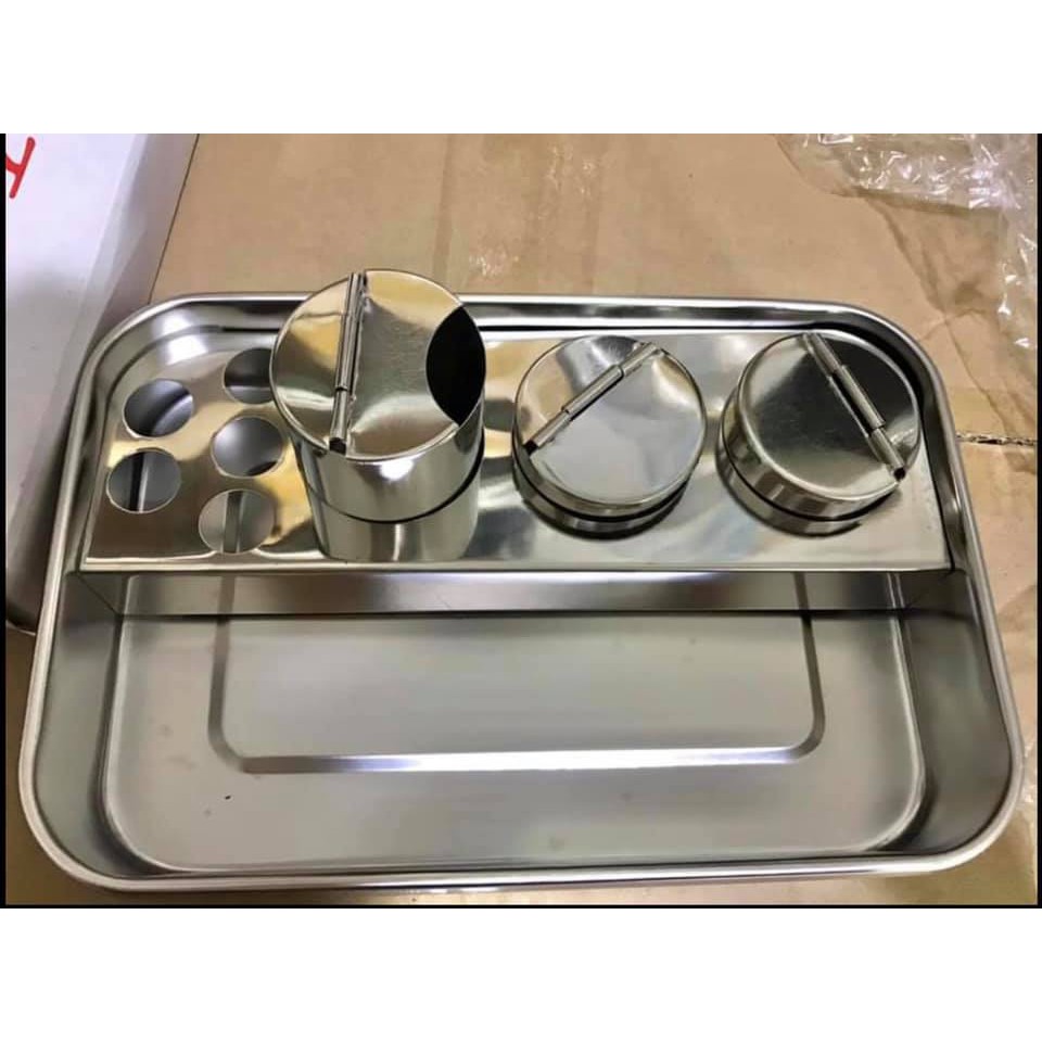 Khay inox 4 ống đựng dụng cụ spa