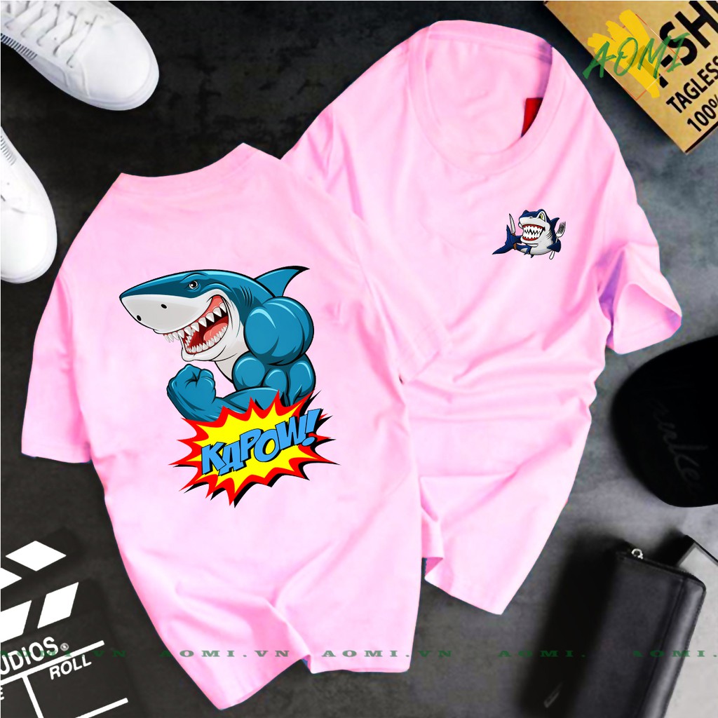 ÁO THUN CÁ MẬP UNISEX AOMI SHARK DINNER SHARK GYM KAPOW TAY NGẮN TAY LỠ NAM NỮ CHẤT LƯỢNG CAO