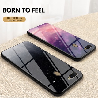 Vỏ thiết kế bầu trời đầy sao OPPO A5S A7 A12 Ốp Điện Thoại Mặt Kính Cường Lực Họa Tiết Bầu Trời Đầy Sao Cho For OPPOA5S OPPOA12 OPPOA7
