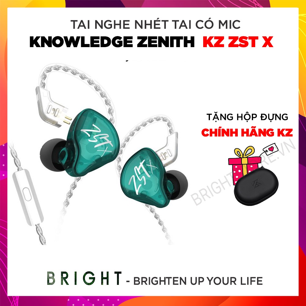 Tai Nghe Có Dây Có Mic Knowledge Zenith KZ ZST X 1BA + 1DD - Hàng Chính Hãng