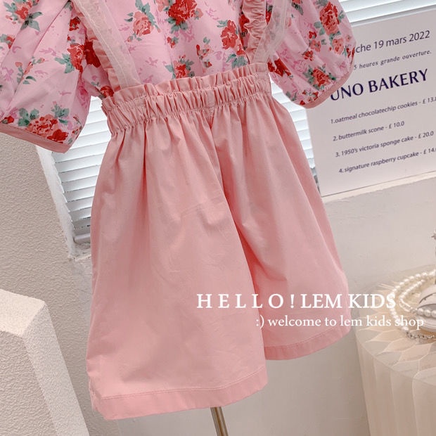 Bộ Áo Sơ Mi Ngắn Tay Và Quần Yếm Phong Cách Phương Tây Thời Trang Mùa Hè Hàng Mới Dành Cho Bé Gái 2022