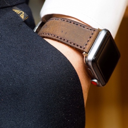 Dây đồng hồ Apple Watch , Iwatch , Iphone Watch Da Bò Nâu Đất RAM Leather Classic 1950  Bền Đẹp