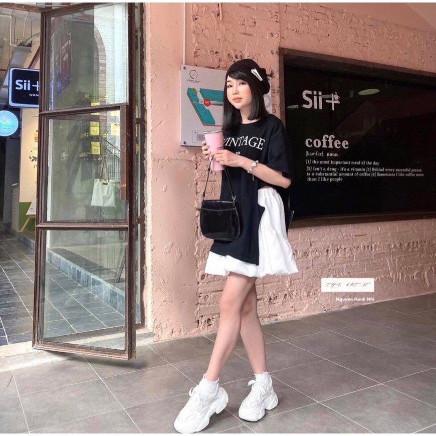 Set pull chữ lệch tà + cváy trắng  KÈM ẢNH THẬT  BAO KIỂM ❌