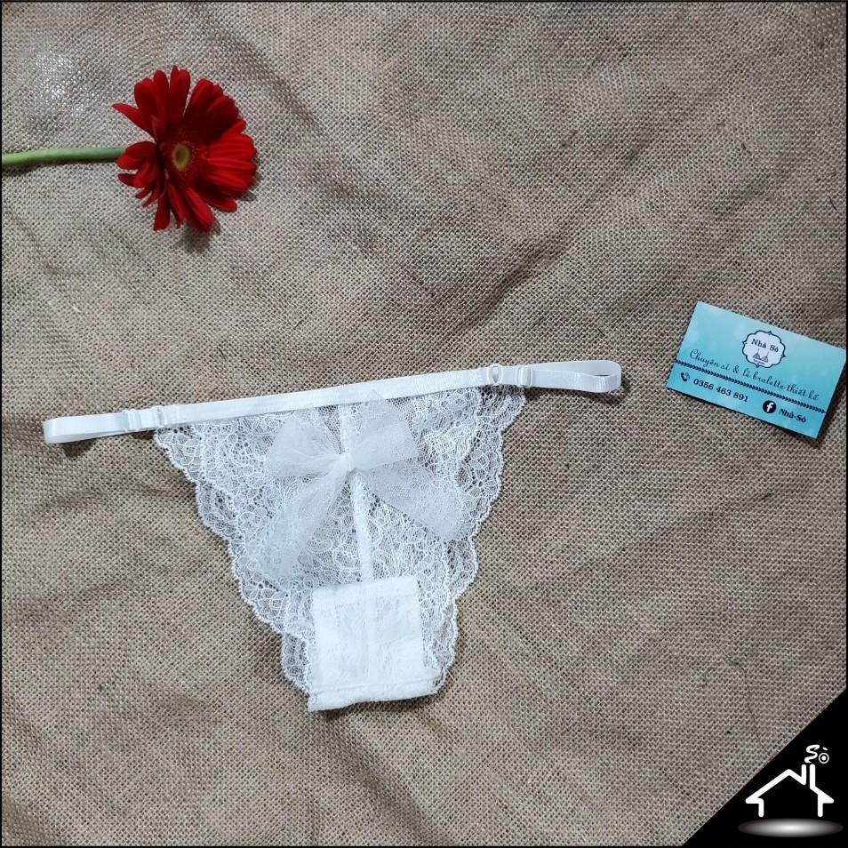 Bộ đồ lót ren, set ngủ sexy trắng nơ lớn quần dây | BigBuy360 - bigbuy360.vn