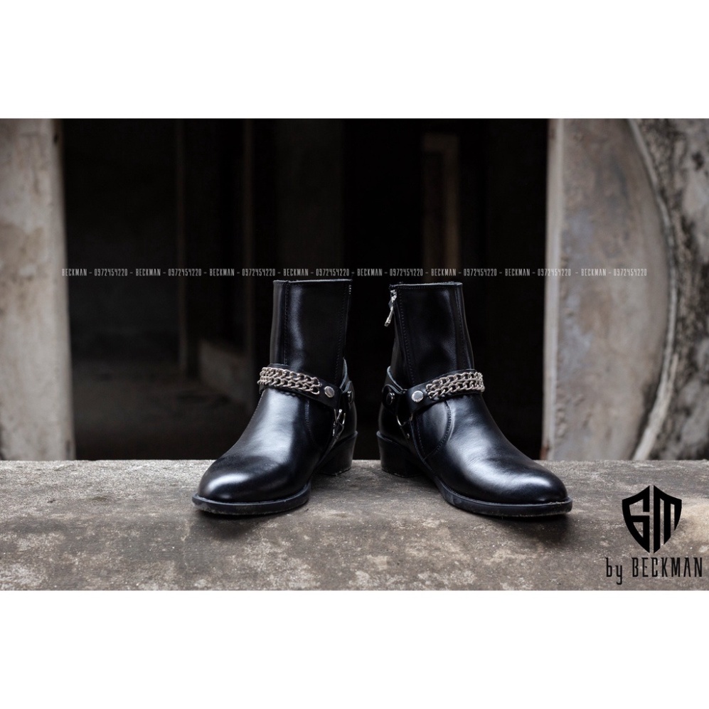 Giày Harness Laurent Boots cao cổ thời trang nam chất liệu da bò nguyên tấm | BigBuy360 - bigbuy360.vn