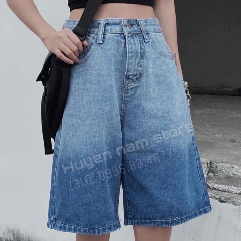 [Mã 99FASHIONSALE1 giảm 10K đơn 50K] Quần short ngố denin loang ống rộng siêu hót [ video + ảnh thật ]