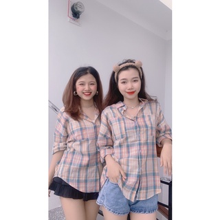 Áo sơ mi kẻ caro form rộng tay dài