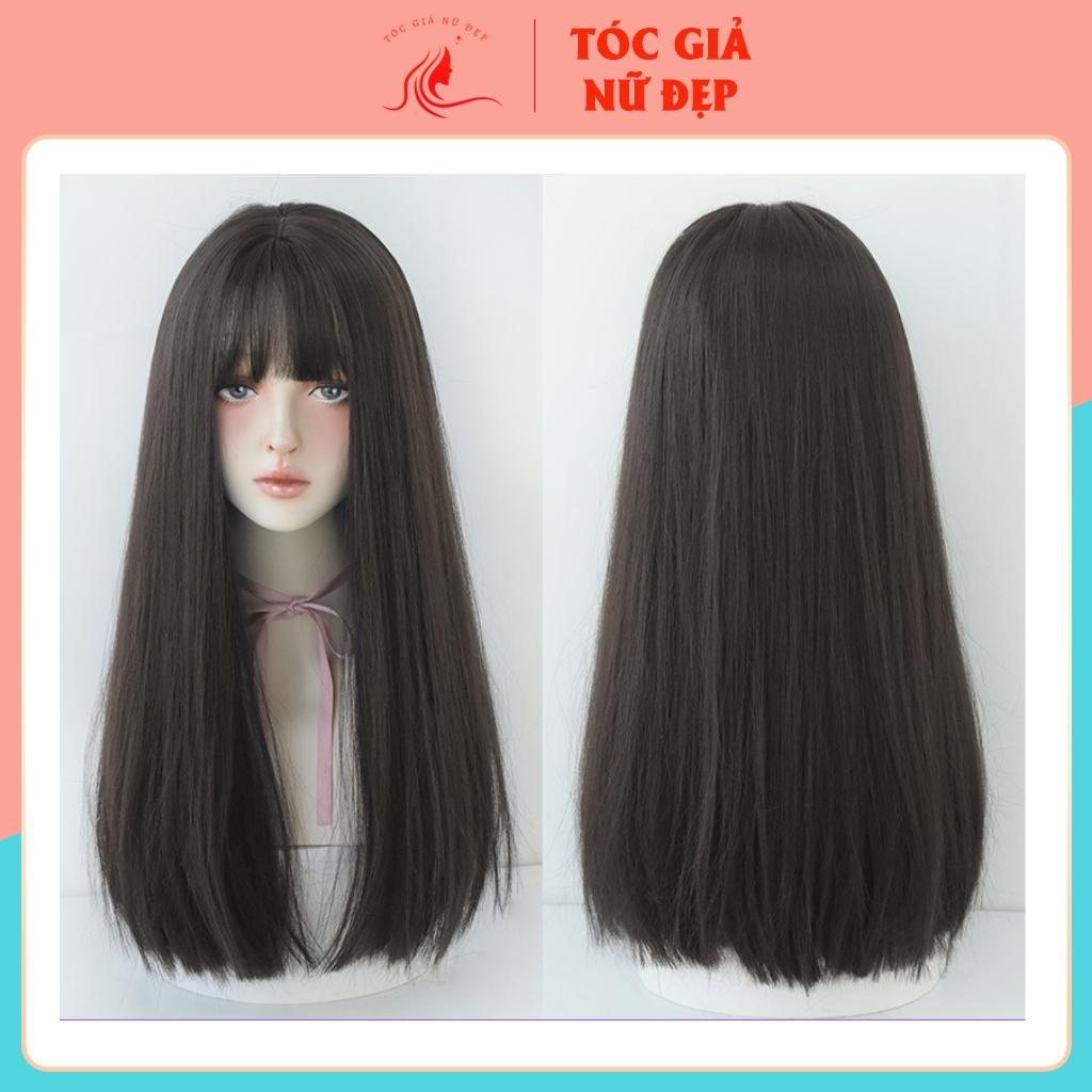 Tóc giả nữ nguyên đầu thẳng đuôi ngang, z7007, tặng kèm lưới wig