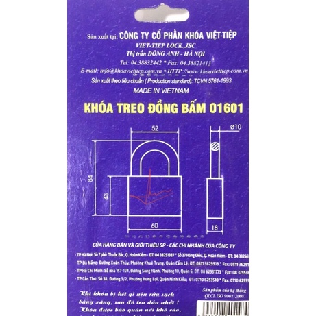 [chính hãng] khoá đồng bấm Việt Tiệp 01601 - bảo hành 2 năm