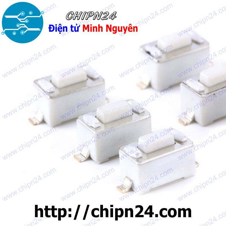 [10 CÁI] Nút nhấn 2 chân 3x6x5mm SMD Dán TRẮNG