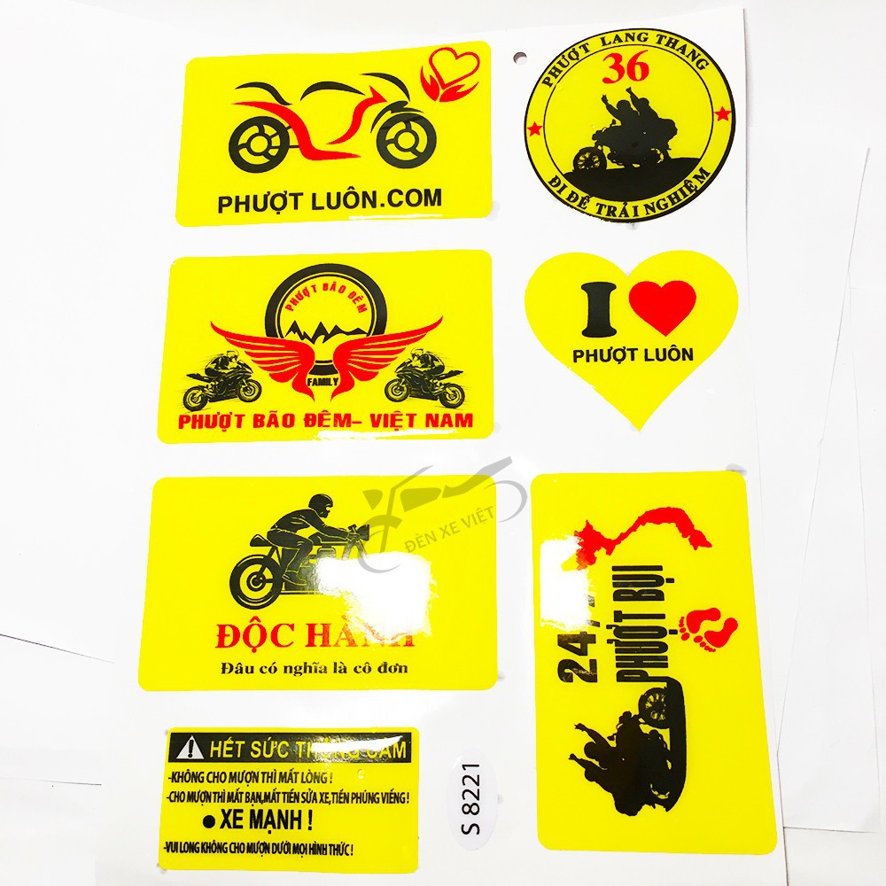 [ẢNH THẬT] 1 TẤM TEM NỔI, TEM DÁN, DECAL DÁN PHƯỢT GỒM 7 ICON CỰC NGẦU - TRANG TRÍ CHO XE MÁY XE ĐIỆN HOẶC BẤT CỨ ĐÂU