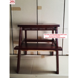 Ghế 2 bậc gỗ cao su tc205 màu mật ong