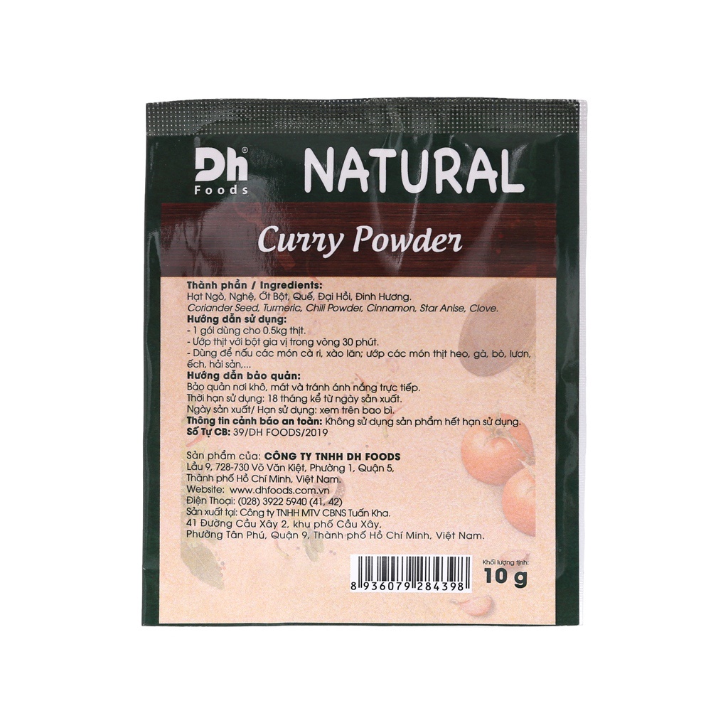 GIA VỊ NẤU CÀ RI NATURAL CURRY POWDER GÓI 10G