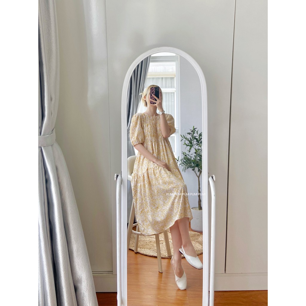 Đầm cổ tròn tay ngắn nhung thun Pumi | BigBuy360 - bigbuy360.vn