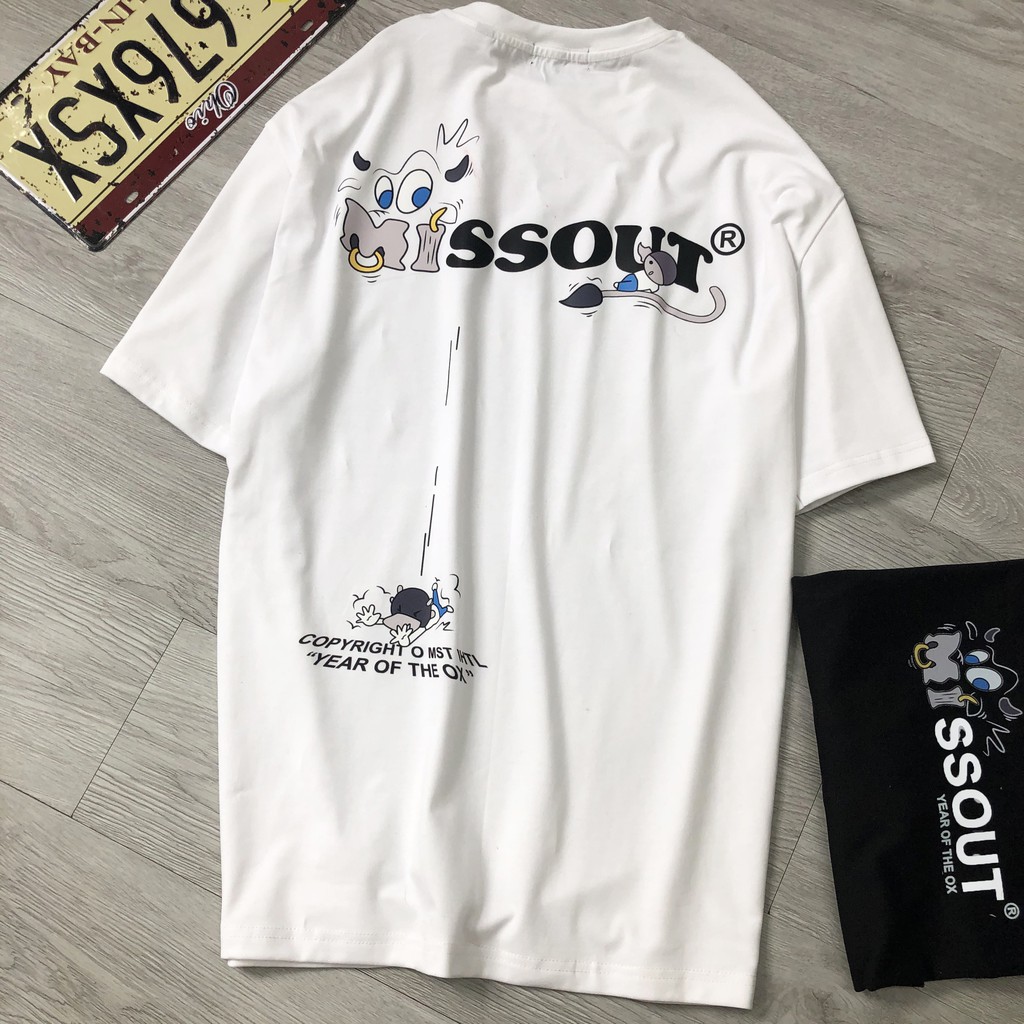 Áo thun tay lỡ MISSOUT Bò sữa,  áo thun cotton nam nữ unisex , Dricco_offcial