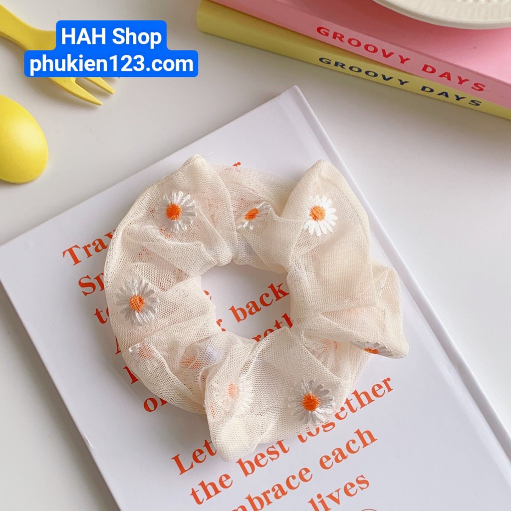 Buộc Tóc vải họa tiết Hoa nhí dễ thương phong cách Hàn Quốc TO16T1