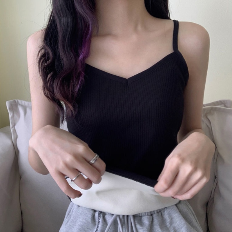 Áo Lót Lông Cừu Sát Nách Cổ Chữ V Giữ Ấm Mùa Đông Cho Nữ