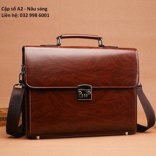 Túi đựng laptop tài liệu , cặp da nam sang trọng nâu sáng A2 [ĐƯỢC XEM HÀNG TRƯỚC KHI THANH TOÁN]