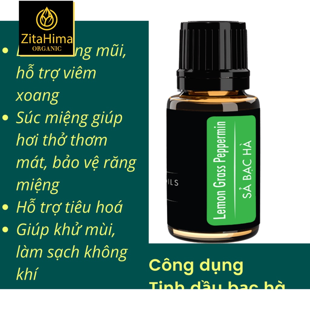 Tinh Dầu Thiên Nhiên, Massage, Thư Giãn Sả Bạc Hà ZitaHima dung tích 10ml