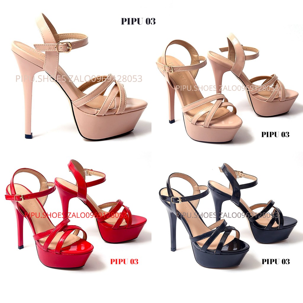 giày cao gót đế đúp 13cm &amp; 14cm ,sandals cao gót nữ trên 10cm giày cưới catwalk mũi 3 dây thời trang trẻ trung