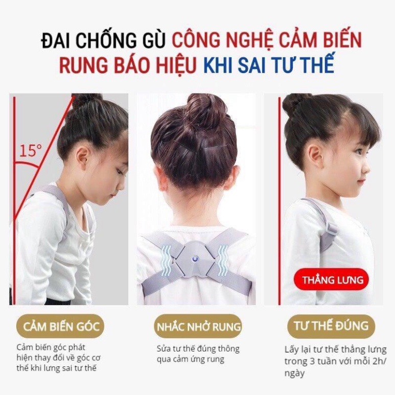 Đai chống gù lưng, đau chống gù lưng trẻ em chống cận thị học sinh có cảm biến báo rung thông minh