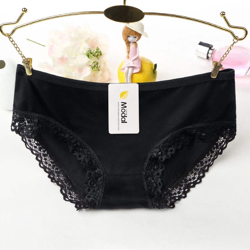 Quần lót modal cotton lưng thấp phối ren dễ thương dành cho nữ | BigBuy360 - bigbuy360.vn