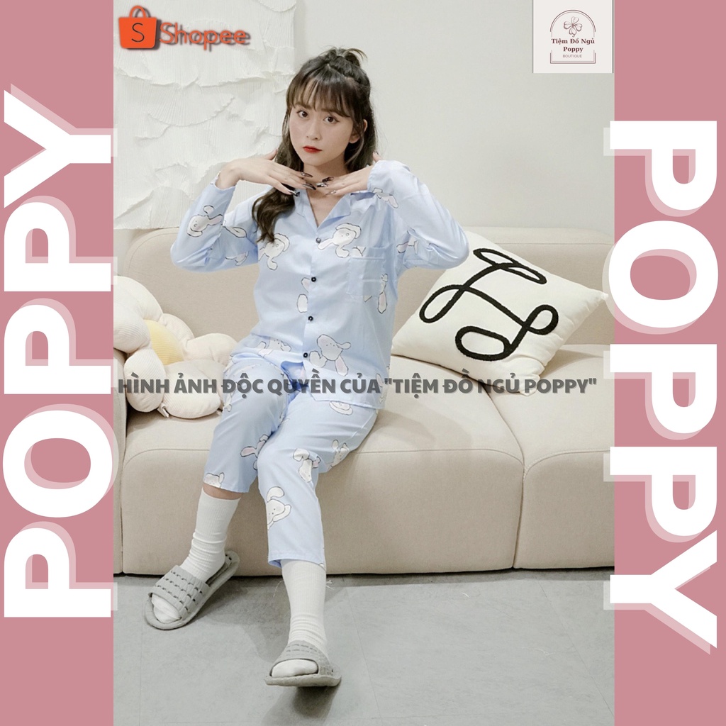 Đồ bộ pijama dài tay chất liệu kate thái Pyjama nữ hàn quốc đẹp bộ ngủ nữ dài tay cao cấp đẹp POPPY dài tay