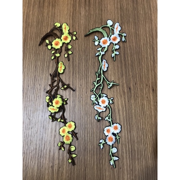 Ren thêu hoa đào dán lên áo sơ mi đầm dạ hội cặp túi xách kích thước 35cm