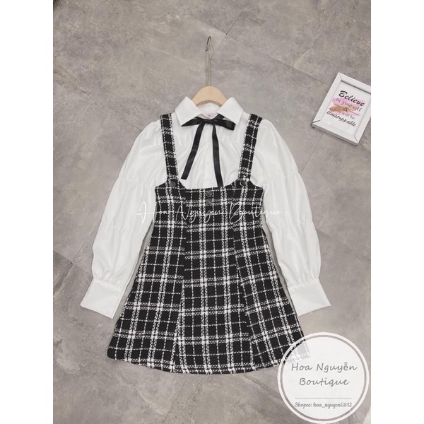 [ẢNH THẬT 100%] SET SƠ MI TAY BỒNG MIX YẾM DẠ TWEET SIÊU XINH